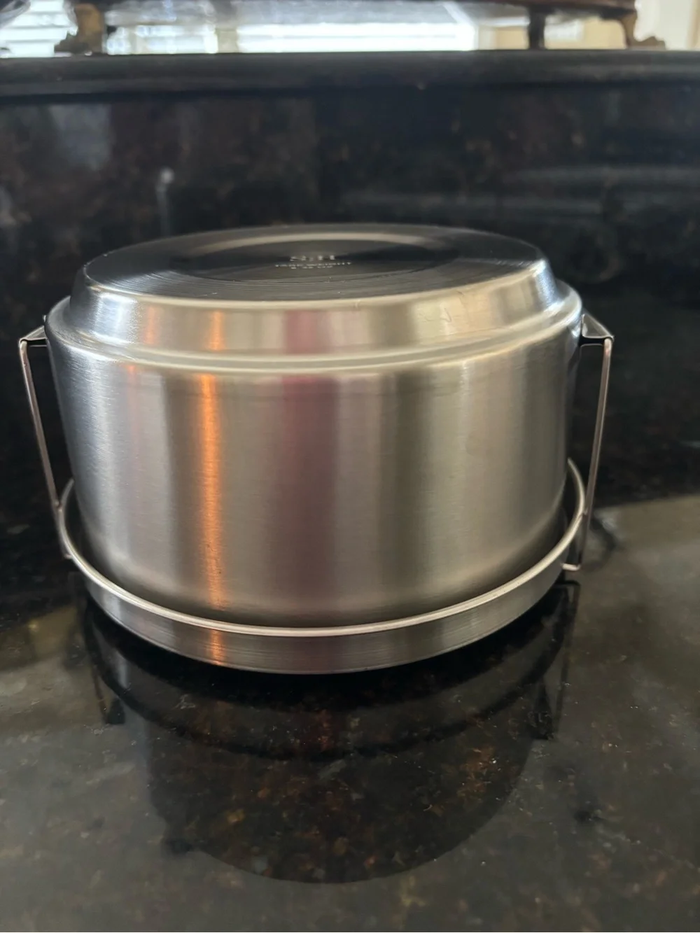 New!  Stainless Steel Container with Blue Handles